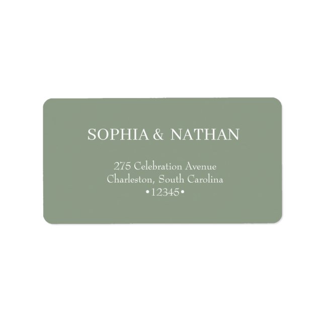 Minimal and Chic | Sage Green Wedding Label (Front)