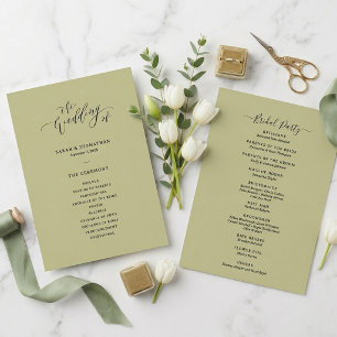 Minimal and Chic Sage Green Wedding Programme