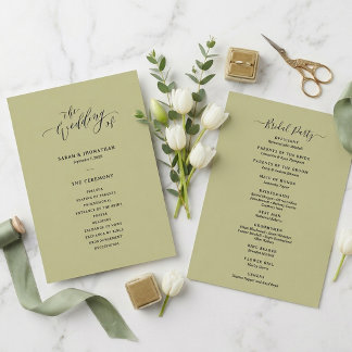 Minimal and Chic Sage Green Wedding Programme