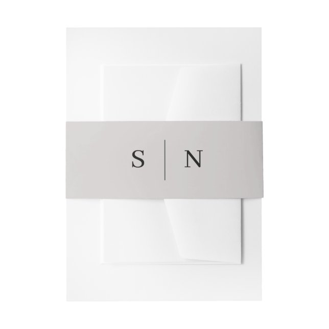 Minimal and Chic | Soft Grey and Black Monogram Invitation Belly Band (Front Example)