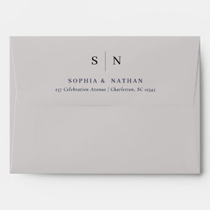 Minimal and Chic Soft Grey and Black Wedding Envelope