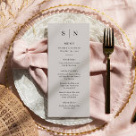 Minimal and Chic | Soft Grey and Black Wedding Menu<br><div class="desc">These elegant,  modern light grey wedding menu cards or rehearsal dinner menu cards feature a simple black text design that exudes minimalist style. Add your initials or monogram to make them completely your own.</div>