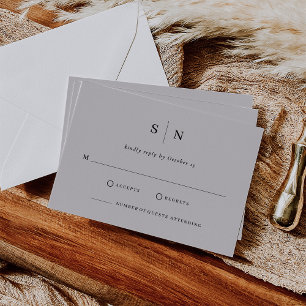 Minimal and Chic   Soft Grey and Black Wedding RSVP Card