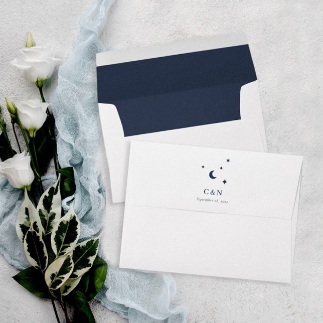 Minimal and Chic Star Moon Monogram Wedding Envelope (Creator Uploaded)