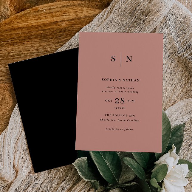 Minimal and Chic | Terracotta and Black Wedding Invitation (Creator Uploaded)
