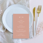 Minimal and Chic | Terracotta and White Menu<br><div class="desc">These elegant,  modern wedding menu cards or rehearsal dinner menu cards feature a simple terracotta and white text design that exudes minimalist style. Add your initials or monogram to make them completely your own.</div>