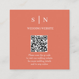 Minimal and Chic   Terracotta and White QR Code Enclosure Card