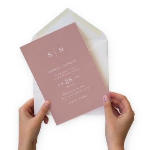 Minimal and Chic   Terracotta and White Wedding Invitation