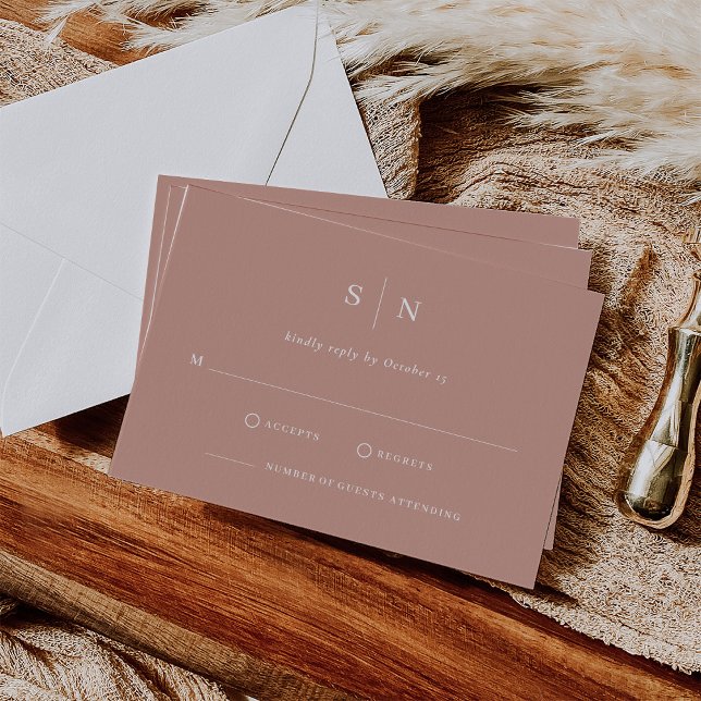 Minimal and Chic | Terracotta and White Wedding RSVP Card (Creator Uploaded)