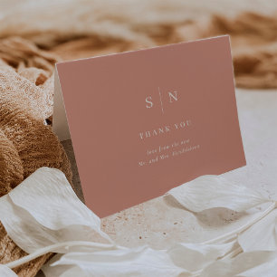 Minimal and Chic   Terracotta and White Wedding Thank You Card
