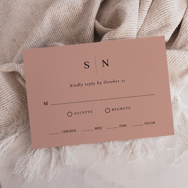 Minimal and Chic | Terracotta Meal Choice RSVP Card (Creator Uploaded)