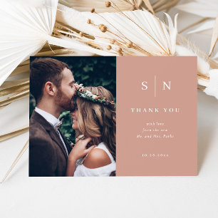 Minimal and Chic   Terracotta Two Photo Wedding Thank You Card