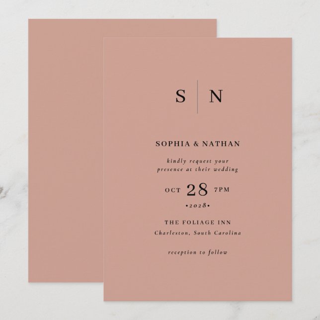Minimal and Chic | Terracotta Wedding Invitation (Front/Back)