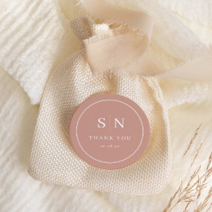 Minimal and Chic   Terracotta Wedding Monograms Classic Round Sticker