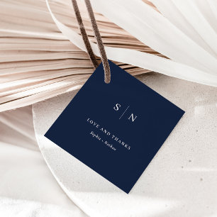 Minimal and Chic   Thank You Navy Blue Wedding Favour Tags