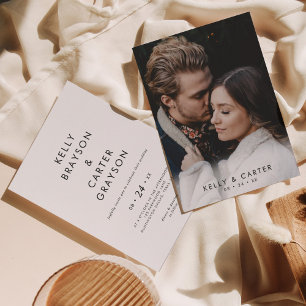 Minimal and Chic Typography Script Photo Wedding Invitation
