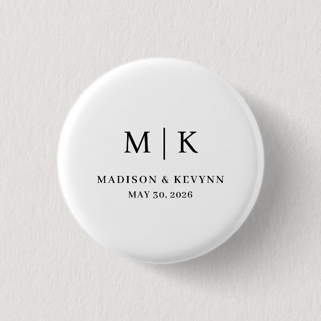 Minimal and Chic | Wedding  3 Cm Round Badge (Front)