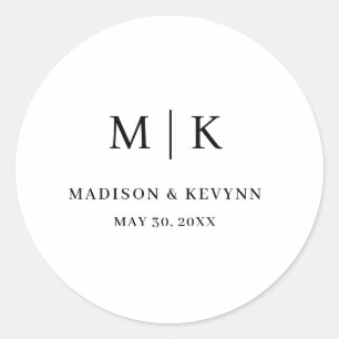 Minimal and Chic Wedding Classic Round Sticker