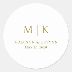 Minimal and Chic   Wedding  Classic Round Sticker