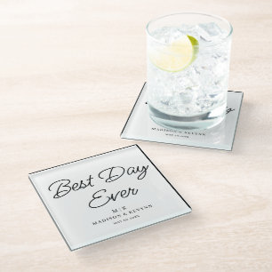 Minimal and Chic   Wedding Glass Coaster