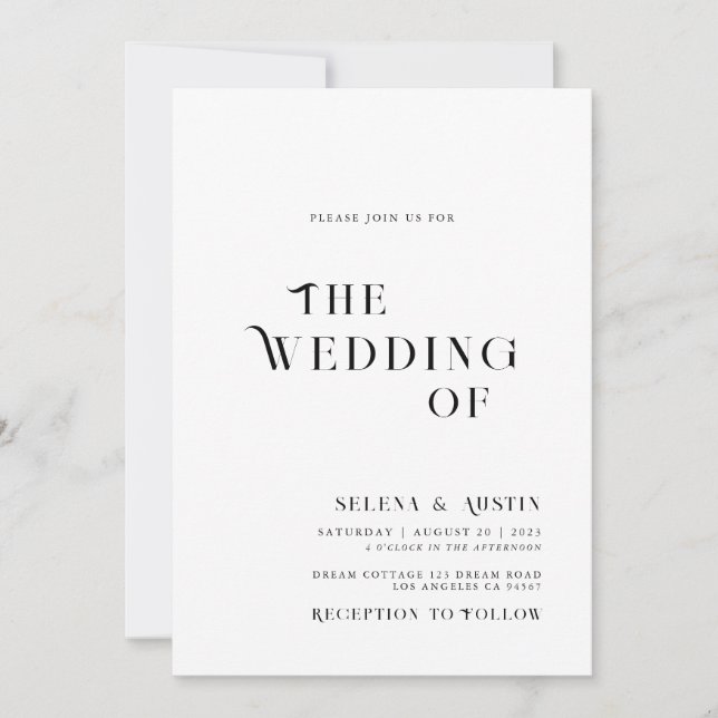 Minimal and chic Wedding invitation (Front)
