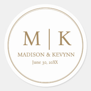 Minimal and Chic Wedding Monograms Classic Round Sticker