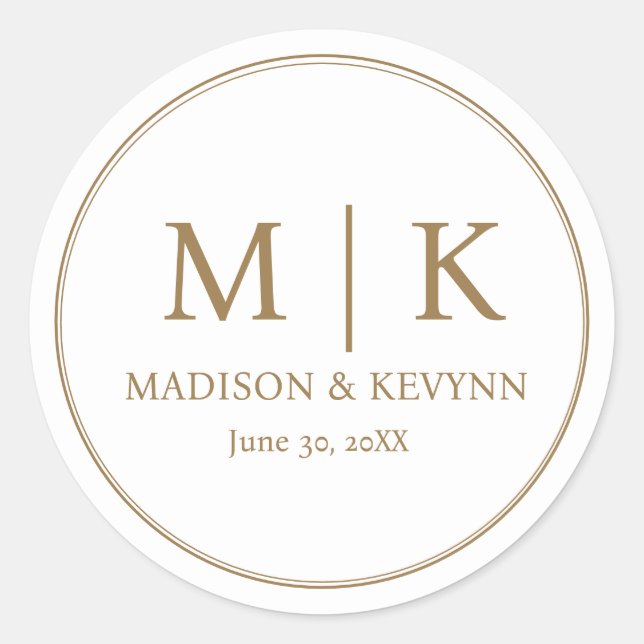 Minimal and Chic | Wedding Monograms Classic Round Sticker (Front)
