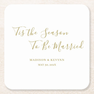 Minimal and Chic Wedding Napkins Square Paper Coaster