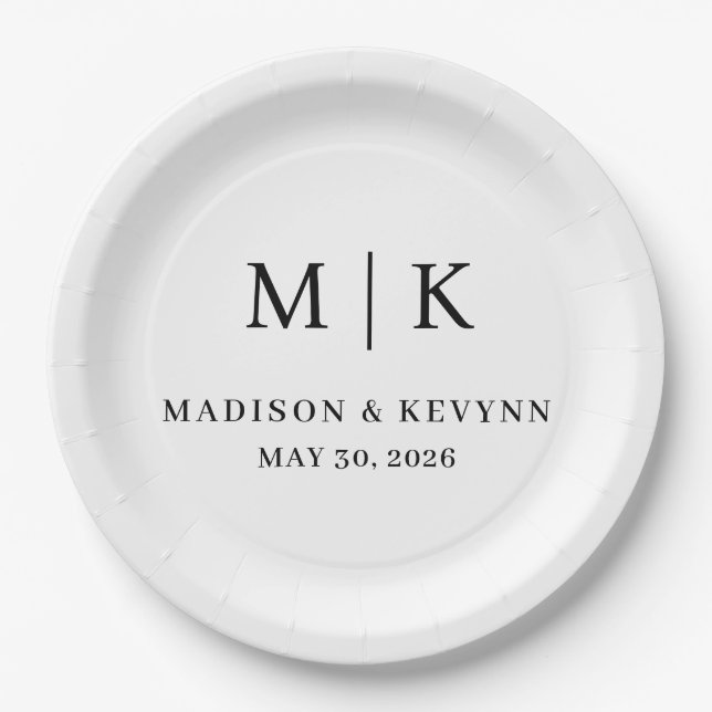 Minimal and Chic | Wedding  Paper Plate (Front)