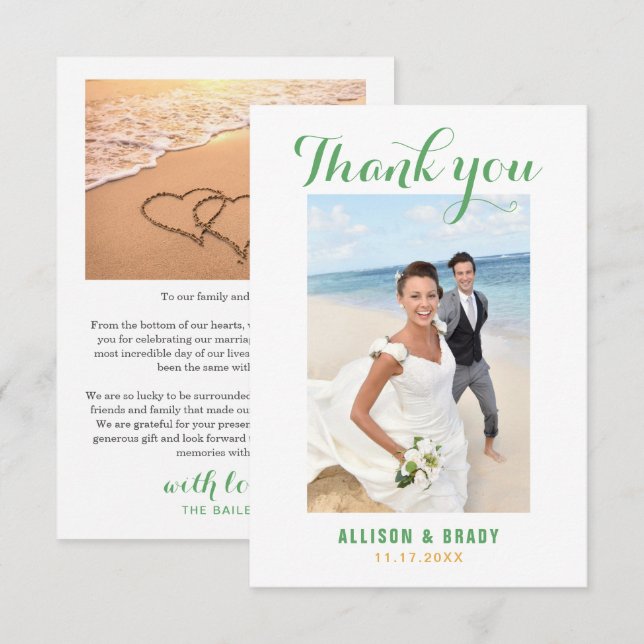Minimal and Chic Wedding Photo Thank You Card (Front/Back)