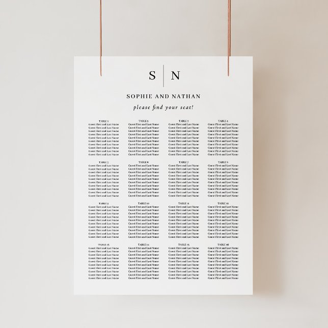 Minimal and Chic | Wedding Seating Chart (A simple and modern wedding seating chart in black and white)