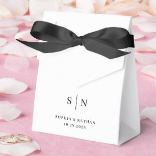 Minimal and Chic White and Black Wedding Favour Box