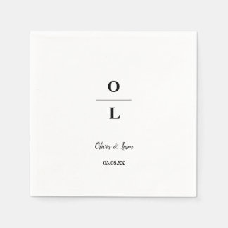 Minimal and Chic White and Black Wedding           Napkin