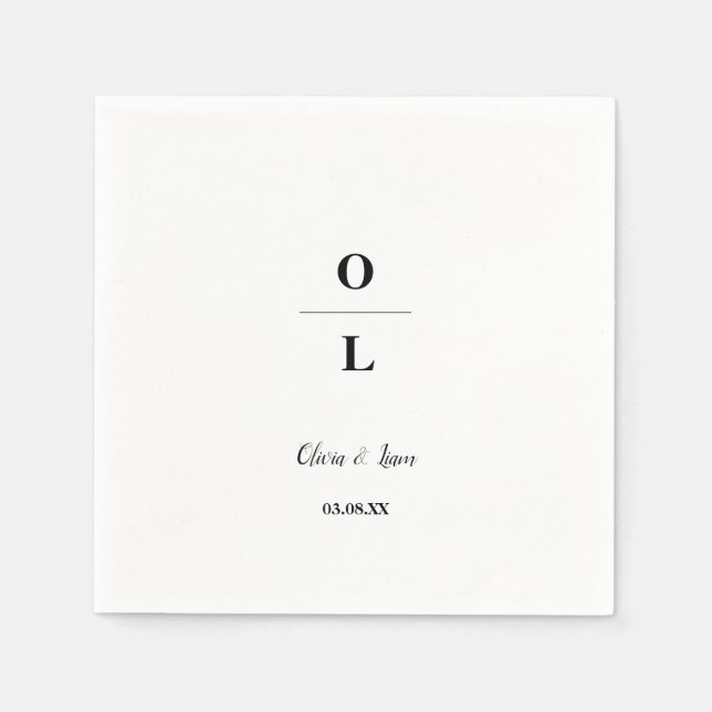 Minimal and Chic White and Black Wedding           Napkin (Front)