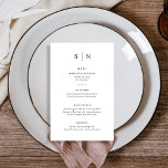 Minimal and Chic | White and Navy Wedding Menu<br><div class="desc">These elegant,  modern wedding menu cards or rehearsal dinner menu cards feature a simple white and navy blue text design that exudes minimalist style. Add your initials or monogram to make them completely your own.</div>