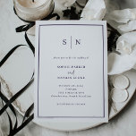 Minimal and Chic | White and Purple Border Wedding Invitation<br><div class="desc">These elegant,  modern wedding invitations feature a simple white minimalist text design,  with dark purple text and a classic frame at the border. Add your initials or monogram to make them completely your own.</div>