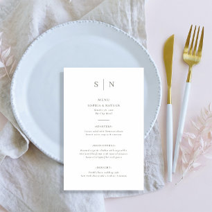Minimal and Chic White and Sage Green Wedding Menu