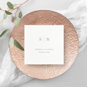 Minimal and Chic   White and Sage Green Wedding Napkin
