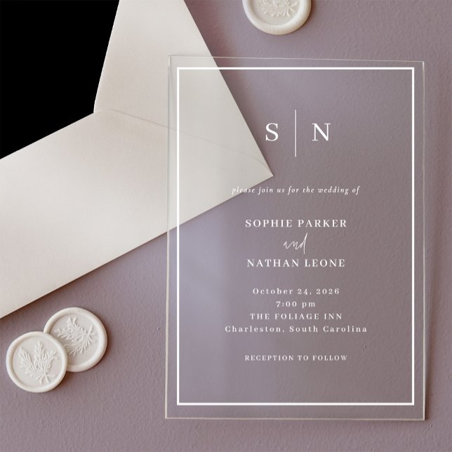Minimal and Chic | White Border Wedding Acrylic Invitations (Creator Uploaded)