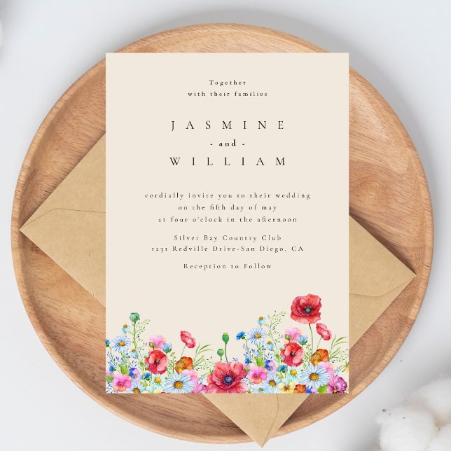 Minimal and Chic | Wildflower Boho Wedding  Invitation (Creator Uploaded)