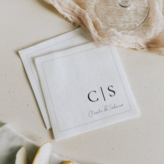 Minimal and Classic Monogram Wedding Napkin