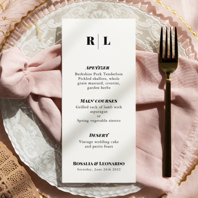 Minimal and elegant Black and White Wedding Menu (Creator Uploaded)