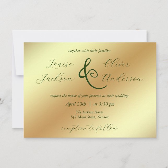 Minimal and elegant golden Wedding Invitation (Front)