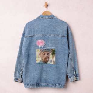 Minimal and Funny Custom Add Photo With Text Denim Jacket