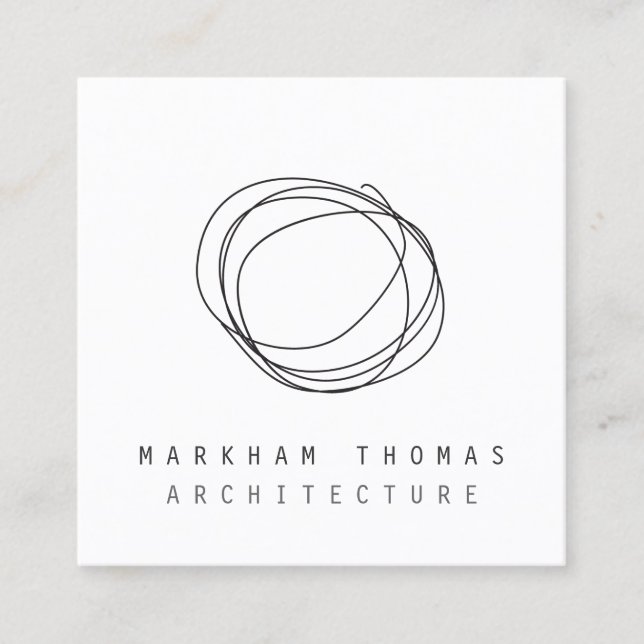 Minimal and Modern Designer Scribble Logo Square Business Card (Front)