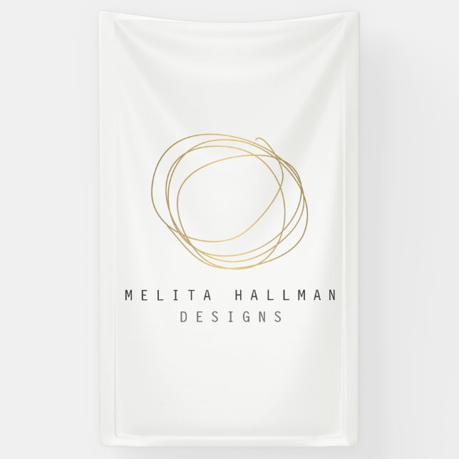Minimal and Modern Gold Designer Scribble Logo Banner (Vertical)
