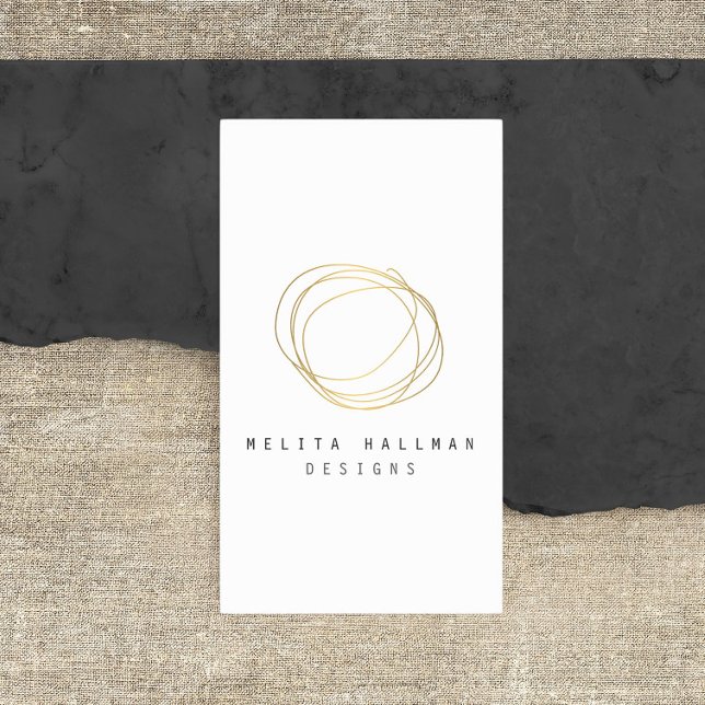Minimal and Modern Gold Designer Scribble Logo Business Card (Creator Uploaded)