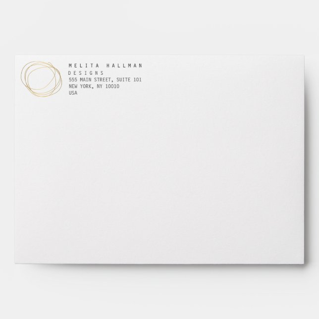Minimal and Modern Gold Designer Scribble Logo Envelopes (Front)