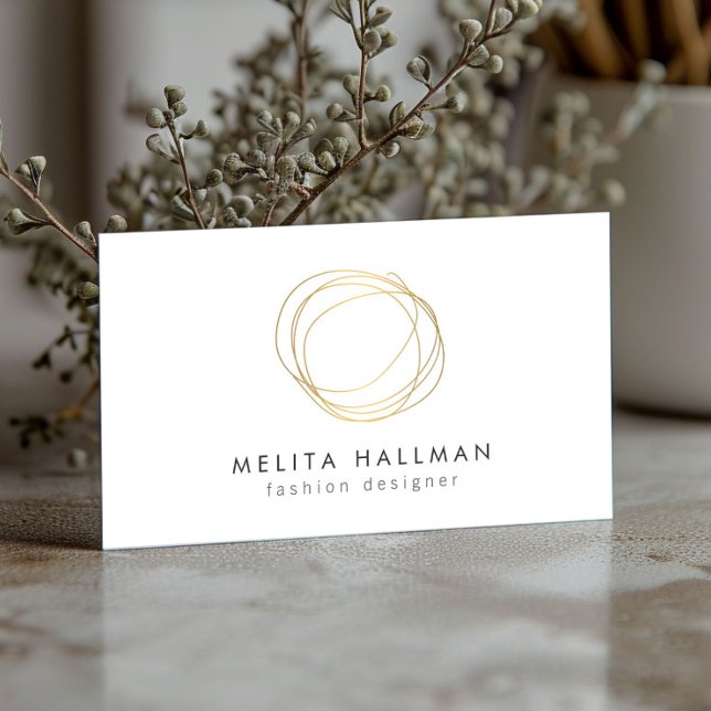 Minimal and Modern Gold Designer Scribble Logo II Business Card (Creator Uploaded)