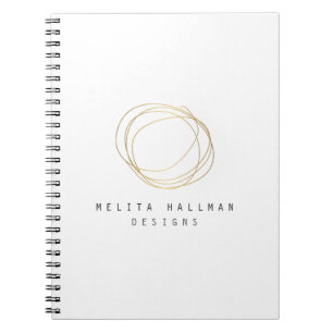 Minimal and Modern Gold Designer Scribble Logo Notebook